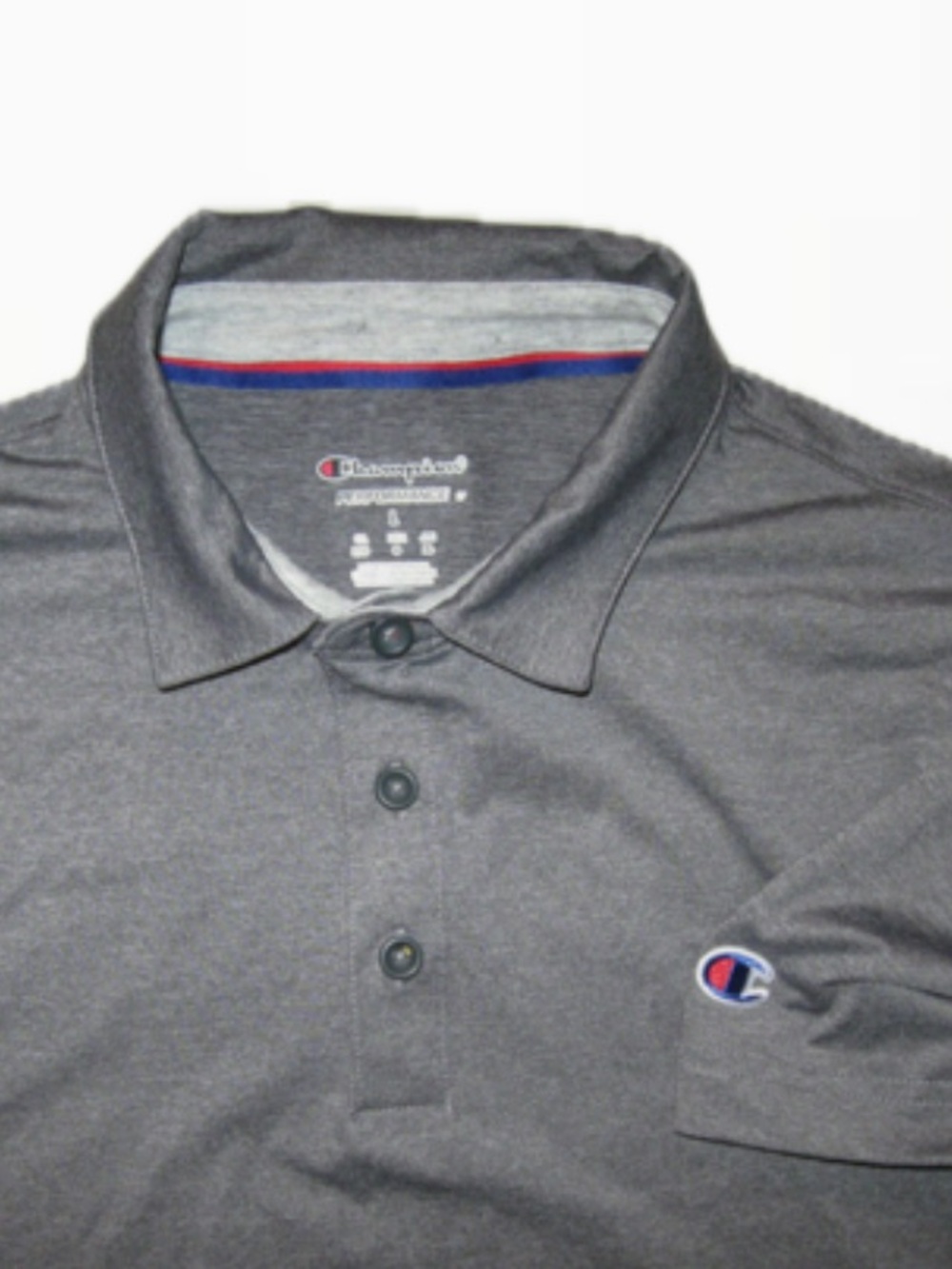 Champion Men's Gray Polo with Embroidered Sleeve Logo